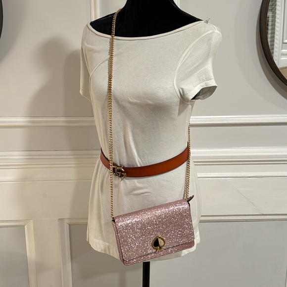 Kate Spade Bag Nicola Shimmer Sparkle Twistlock Crossbody/Shoulder Bag EUC Rare - Picture 9 of 17